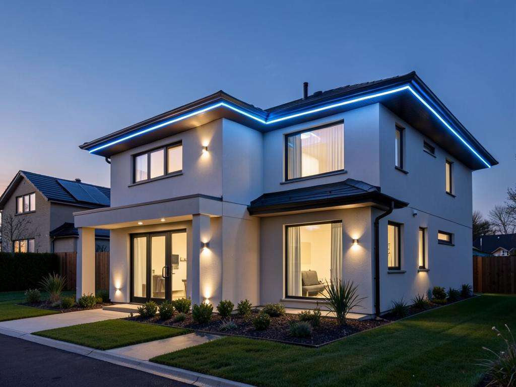 Permanent LED lighting install 1 in the Sacramento foothills
