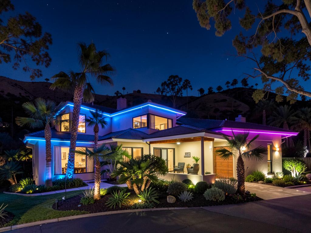 Permanent LED lighting install 3 in the Sacramento foothills